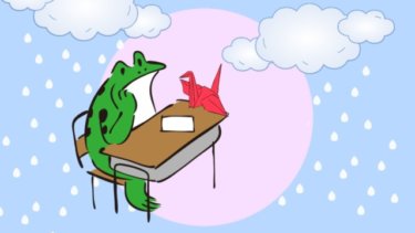 院内学級の授業開始。転校初日は壁面制作のカエル作り